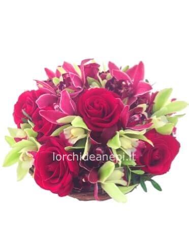 cesto orchidee e rose